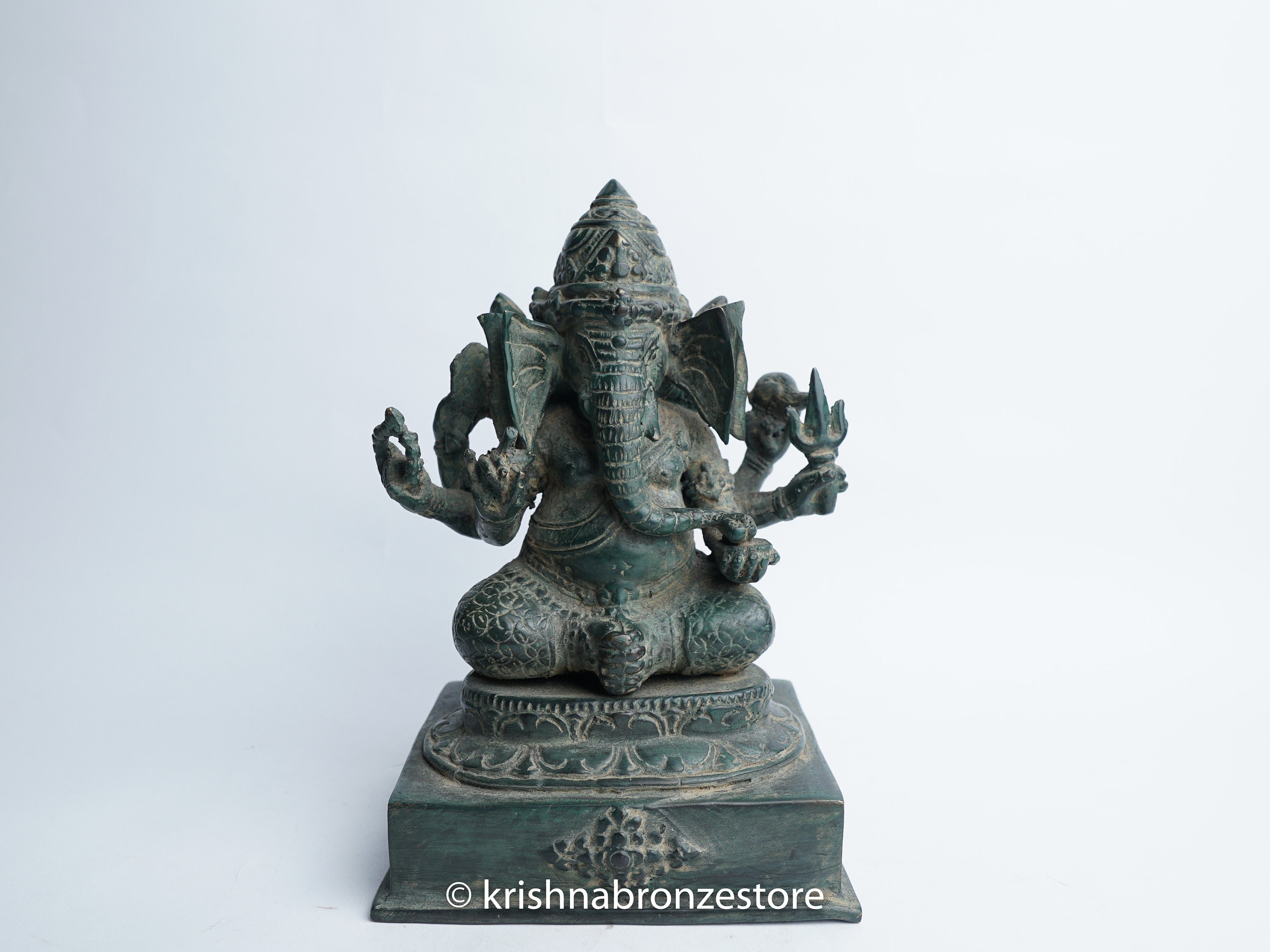 3 Headed Ganesh, Lord Ganesh, Ganapathi, Bhakti Vira Shakti Hindu God, Yoga, 5.9" Inch | 15 cm
