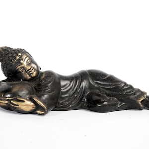 Sculpture de Bouddha endormi en bronze, statue de Bouddha, bouddhiste, moulage en bronze, décor en laiton, fait à la main, artisanat, décoration intérieure, cadeaux