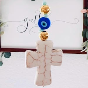 Evil Eye Car Charm: Adjustable Rear View Mirror Cross - Protection Gift