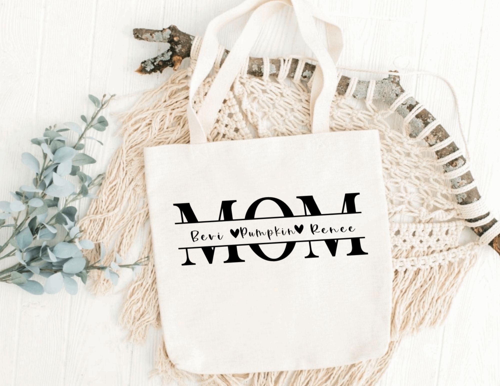 MOM Canvas Bag Tote Bag Personalized for Mom Etsy