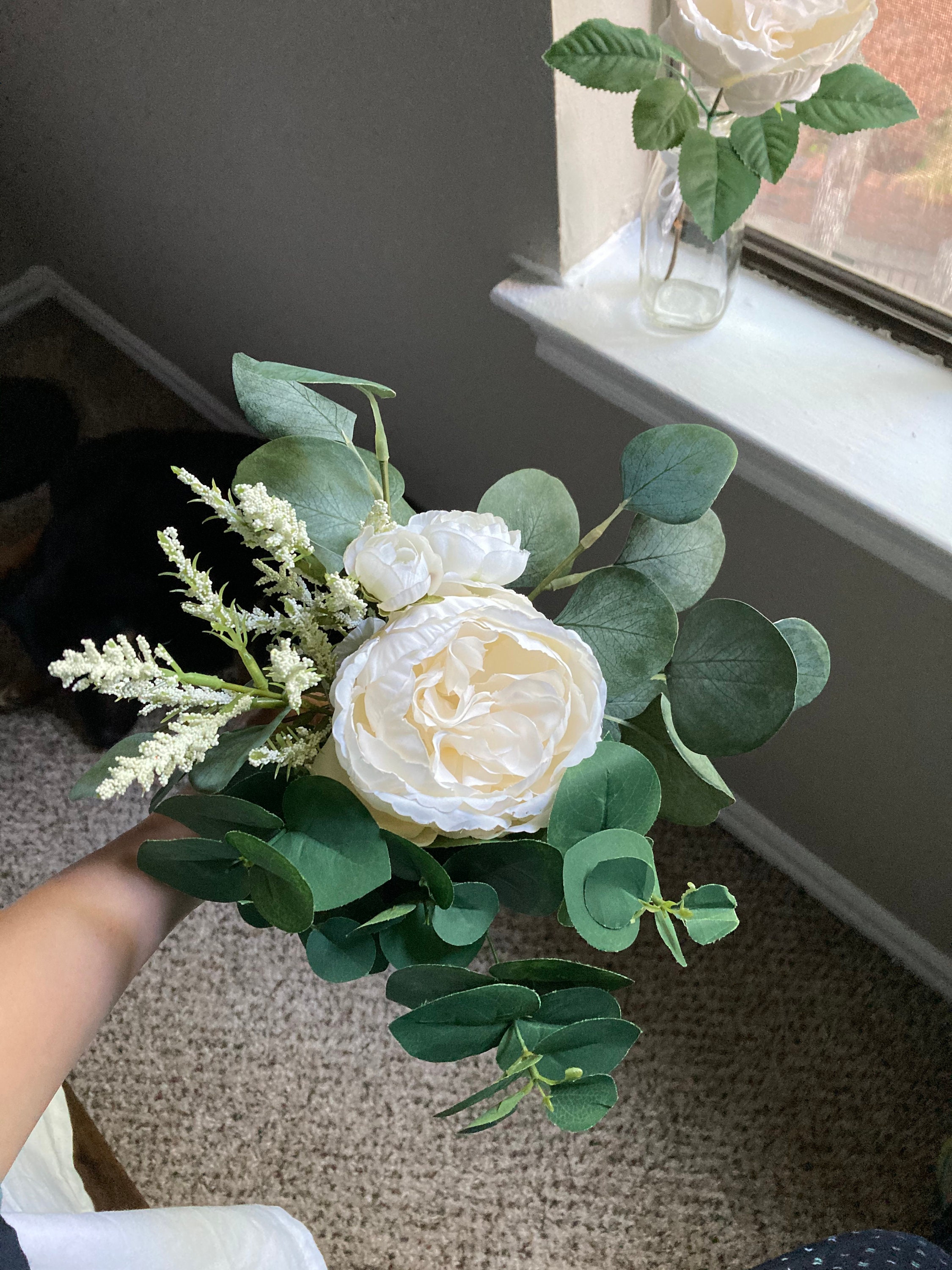 eucalyptus and peony bouquet