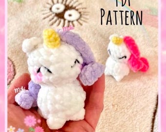 Cute PDF PATTERN Tiny Chunky Unicorn crochet plush, Plush Unicorn amigurumi pattern, Cute plush Unicorn crochet pattern, unicorn plushie