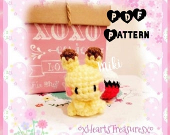 PDF-patroon haakpatroon KLEINE Pika, schattige dieren pluche, kawaii dieren amigurumi patroon, schattige gehaakte vos, kawaii amigurumi knuffel