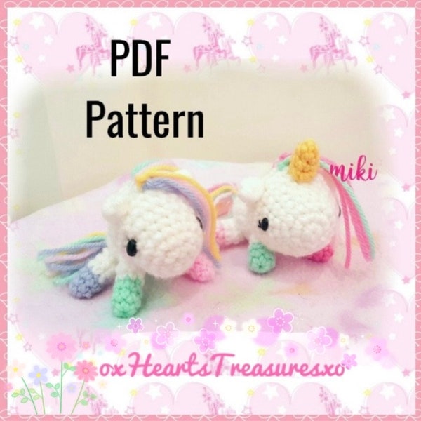 PDF PATTERN Rainbow Unicorn and pony plush, crochet unicorn pattern, unicorn plush, unicorn crochet pattern, amiguruimi unicorn, pony plush