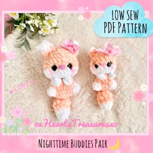 LOW SEW Set of 2 ~ PDF Pattern Nighttime Buddies include: Spring Fox and Tiny Spring Fox crochet pattern, plush fox amigurumi stuffed animal