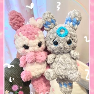 Large Fairy and dark lovable plush friends, Rosie and Ash cute crochet animals, kawaii animal plush, amigurumi animal stuffed animal