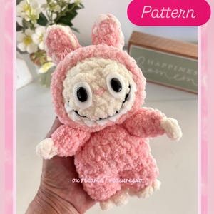 PDF PATTERN Labubu inspired monster crochet, labubu crochet pattern, cute labubu pattern, amigurumi labubu, labubu plush, crochet labubu,