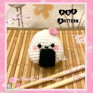 PDF Pattern Cute RICE Ball crochet, Onigiri Musubi plush, Onigiri crochet pattern, Musubi amigurumi pattern, cute Onigiri, Sushi crochet