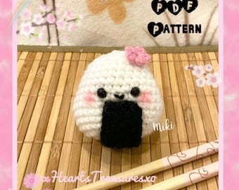 PDF-patroon Schattige rijstbal gehaakt, pluche Onigiri Musubi, haakpatroon Onigiri, amigurumi-patroon Musubi, schattige Onigiri, gehaakt sushi