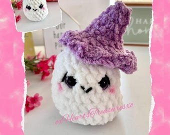 PDF PATTERN Little Ghostie (2~Ways), Cute Ghost crochet pattern, halloween crochet pattern, plush ghost amigurumi pattern, crochet ghost