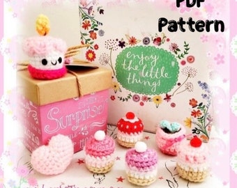 PDF Pattern Tiny Cake plush, Plush cake crochet pattern, amigurumi cake, little cake amigurumi, cute crochet cakes, cake amigurumi pattern