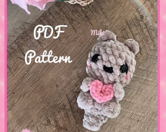 PDF PATTERN Little Chunky otter with heart crochet pattern,  crochet otter pattern, amigurumi otter plush, cute plush otter crochet pattern