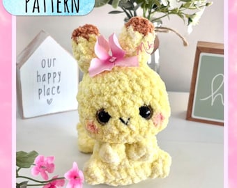 L0W SEW PDF Pattern Spring Pika fox crochet pattern, plush yellow fox amigurumi pattern, cute crochet animal amigurumi stuffed animal