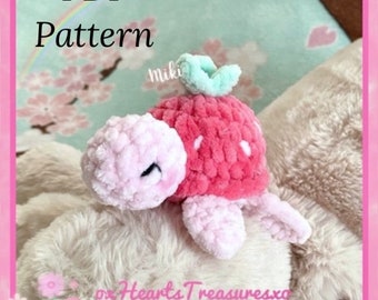 PDF PATTERN Strawberry turtle crochet pattern, chunky turtle pattern, amigurumi turtle, cute crochet turtle plush chunky turtle amigurumi