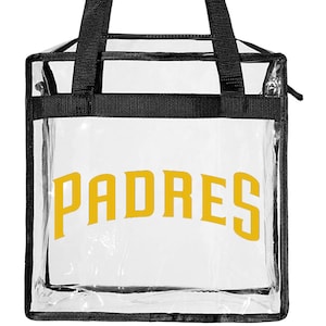 Padres Klare Taschen Klare Einkaufstasche mit Reißverschluss Crossbody Messenger Schultertasche mit verstellbaren Riemen - Gelbes Logo