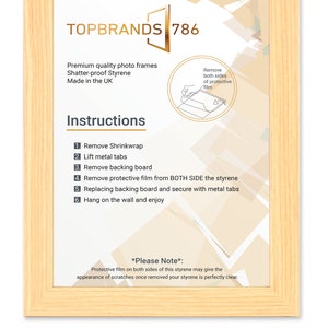 Puede incluir: Un marco de fotos de madera clara con el texto "TOPBRANDS 786" impreso en la parte delantera. El marco es irrompible y est&aacute; hecho de estireno. Se incluyen instrucciones para quitar la pel&iacute;cula protectora.