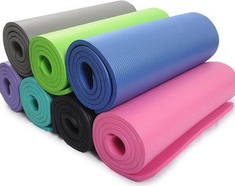 Yoga Mat | Exercise Mat | Gymnastics Mat | Gym Exercise Fitness Pilates Workout Mat Non Slip | 60 x 180 cm | 10mm Thick Foam