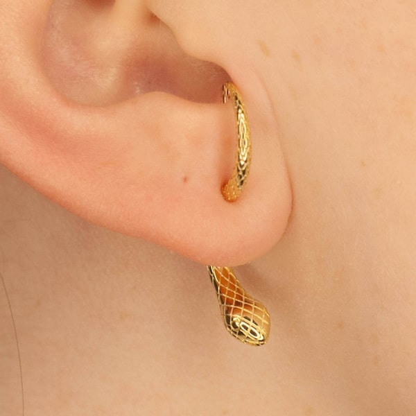 Ear Jacket Snake  gold Sterling Silver ear jackets, Gold ear jackets earrings, Dainty Modern Bestseller earrings Ear Jacket