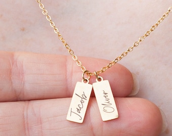 Personalized Multiple Bar Kids Name Necklace, Custom Name Tag Necklace, Handmade Personalized Jewelry, Dainty Name Jewelry, Mothers Day Gift