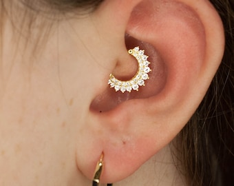 Daith Tragus piercing Helix Sterling Silver Jewelry Ear Piercing Earrings Zircon Round CZ Cubic Zirconia Lobe Cartilage Earrings