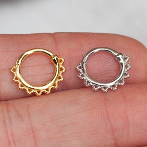 Flower Daith Hoop Earring, Nose Ring, Conch Hoop, Hoop Earring,  Clicker Hoops • Septum Ring • Tragus Hoop • Rook Hoop