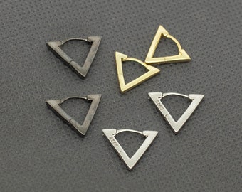 Sterling Silver Triangle Huggie Hoop Earrings, Geometric Design, Classic and Elegant Jewellery