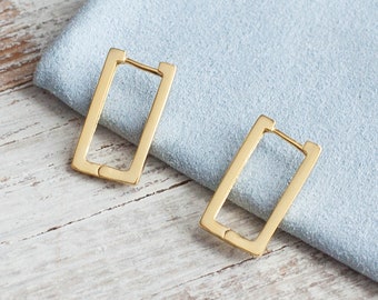 Modern Geometric  Rectangular Hoop Earrings in Sterling Silver, Geometric Jewelry, Square Bestseller