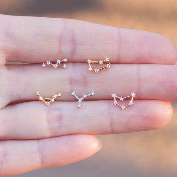 Gold Sterling Silver Constellations Horoscope Astrology Celestial Birthday Zodiac Taurus Libra Aries Leo Virgo Scorpio Capricorn