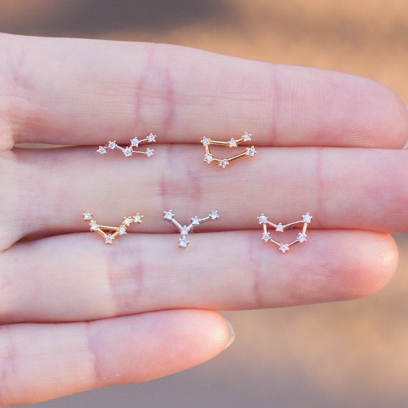 Gold Sterling Silver Constellations Horoscope Astrology Celestial Birthday Zodiac Taurus Libra Aries Leo Virgo Scorpio Capricorn