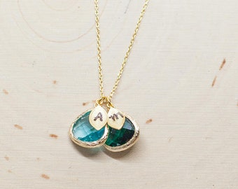 Mother Birthstone Personalized Family Mom Engraved Initial Letter Name custom necklace Gold rose silver  Gift For women gift