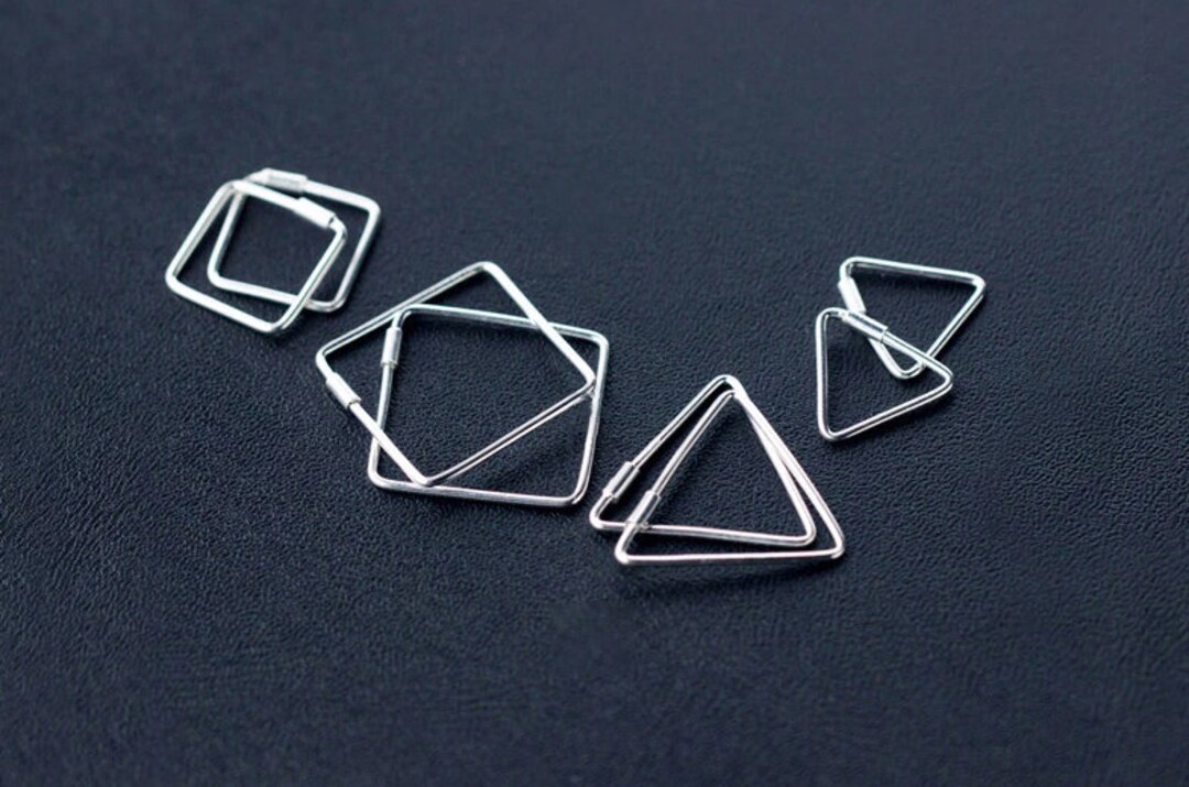 Modern Geometric Square Rectangletriangle Hoop Earrings in - Etsy