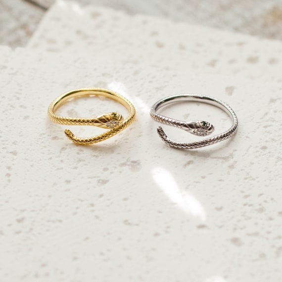 Snake Ring 925 Sterling Silver Rings Resizable Adjustable for Women Cute Snake Round Opening Ring Gold Rose Fine Jewelry Minimalist Gift