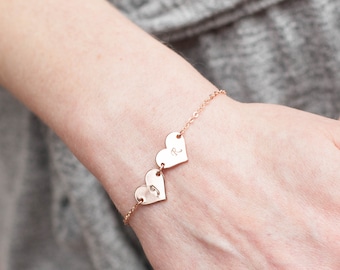 Personalized Heart Engraved Initial Letter Name custom bracelet anklet necklace Gold rose silver  Gift For women gift
