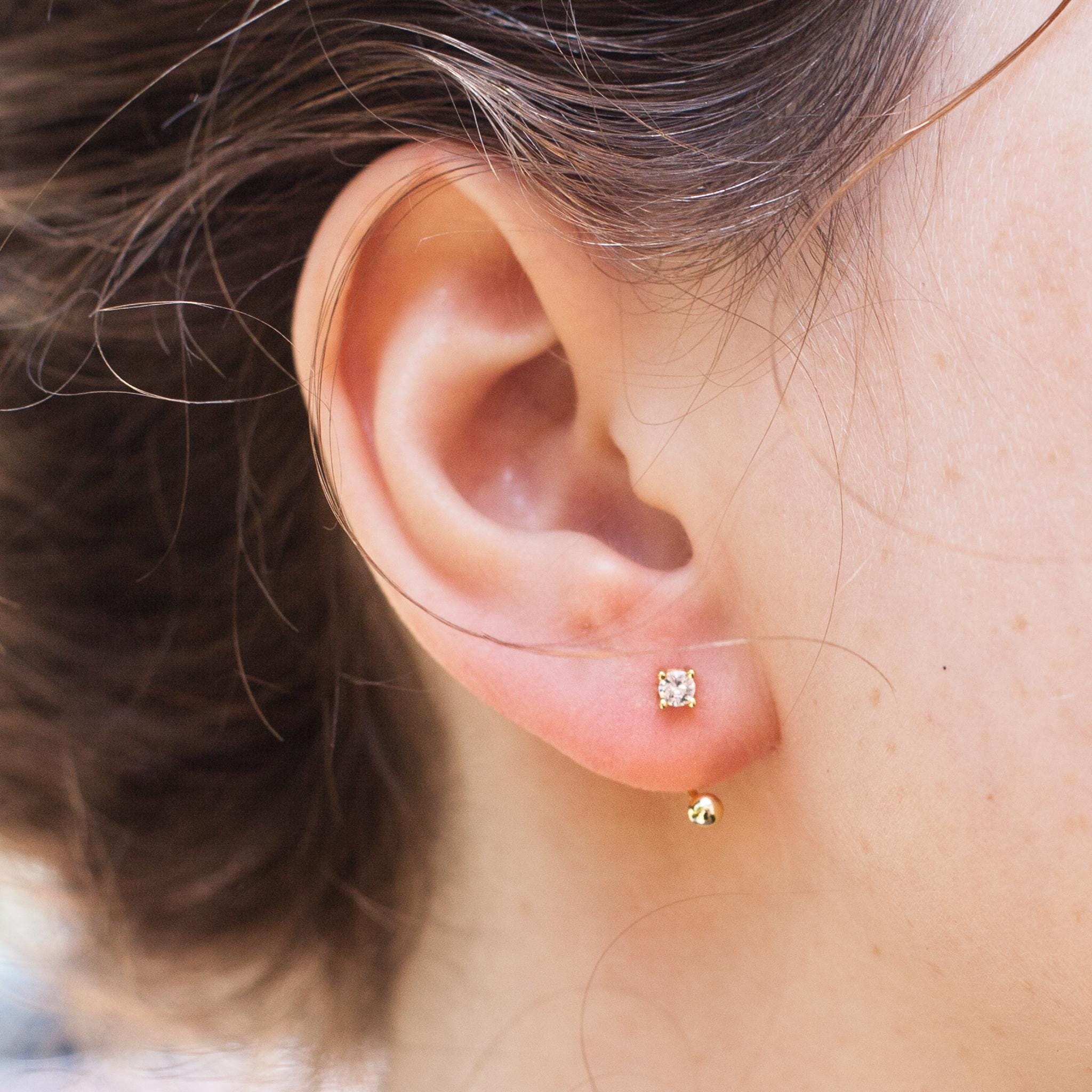 Boucles D'oreilles Clou En Argent 925 Et Zircon - Brillant - Comme Neuf - NEXT