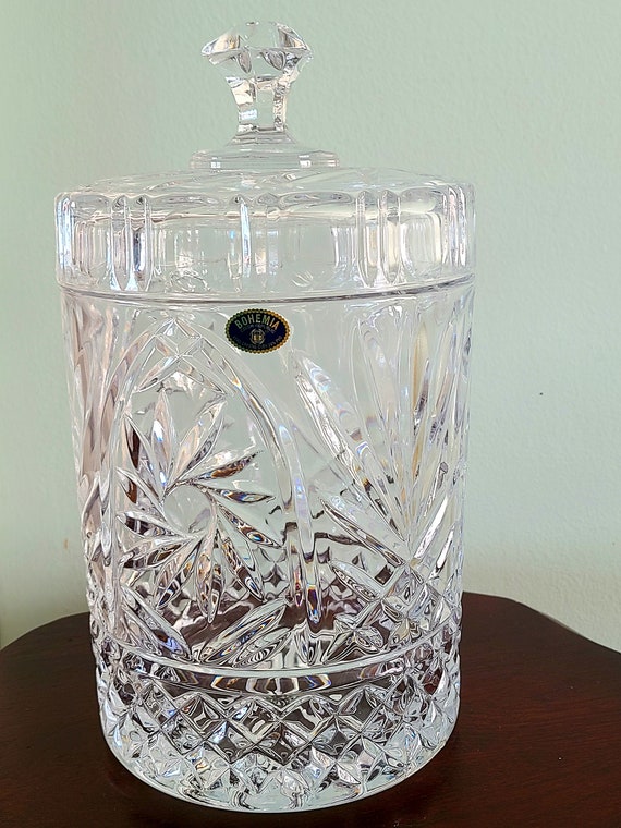 Vintage 24 Pbo Lead Crystal Cookie Jar / Candy Dish With Lid Etsy
