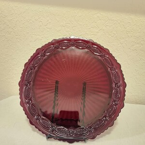 Vintage Avon Ruby Red Glass 11" Round Tray 1876 Cape Cod Collection Barware