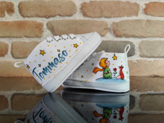 Scarpine bambina bambino neonato personalizzate dipinte a mano scarpe cotone tela culla regalo nascita baby shoes handmade painted Etsy Italia