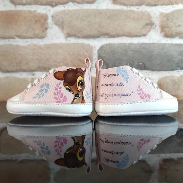 Zapatos personalizados pintados a mano para niña/niño/bebé, zapatos de lona de algodón, regalo de nacimiento, zapatos de bebé pintados a mano