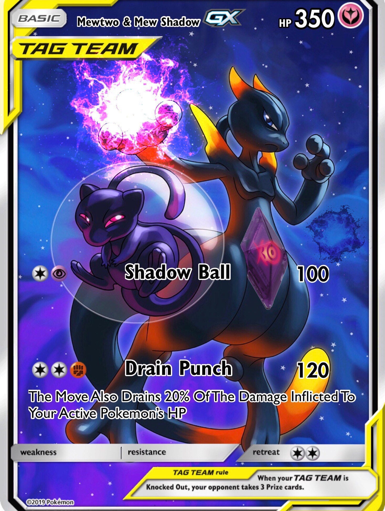 Shadow Mewtwo V Full Art Holo Custom Trading Card 