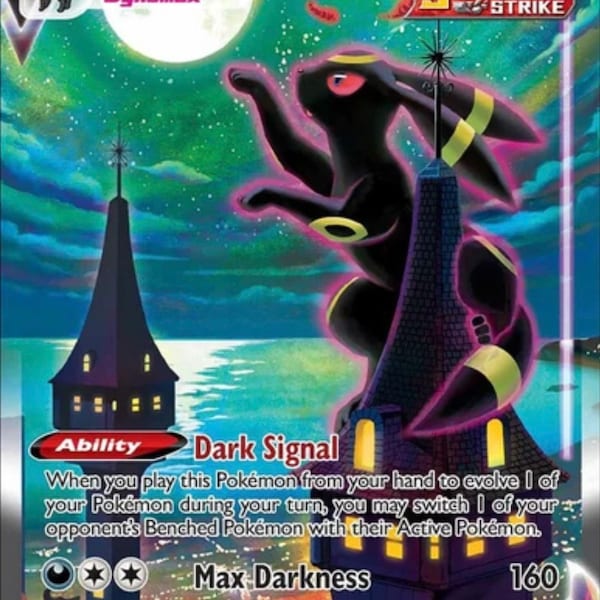 Umbreon VMAX 215/203 “Moonbreon” Alt Art - Holographic - Evolving Skies - Secret Rare Pokemon Proxy Card - HANDMADE - PSA graded