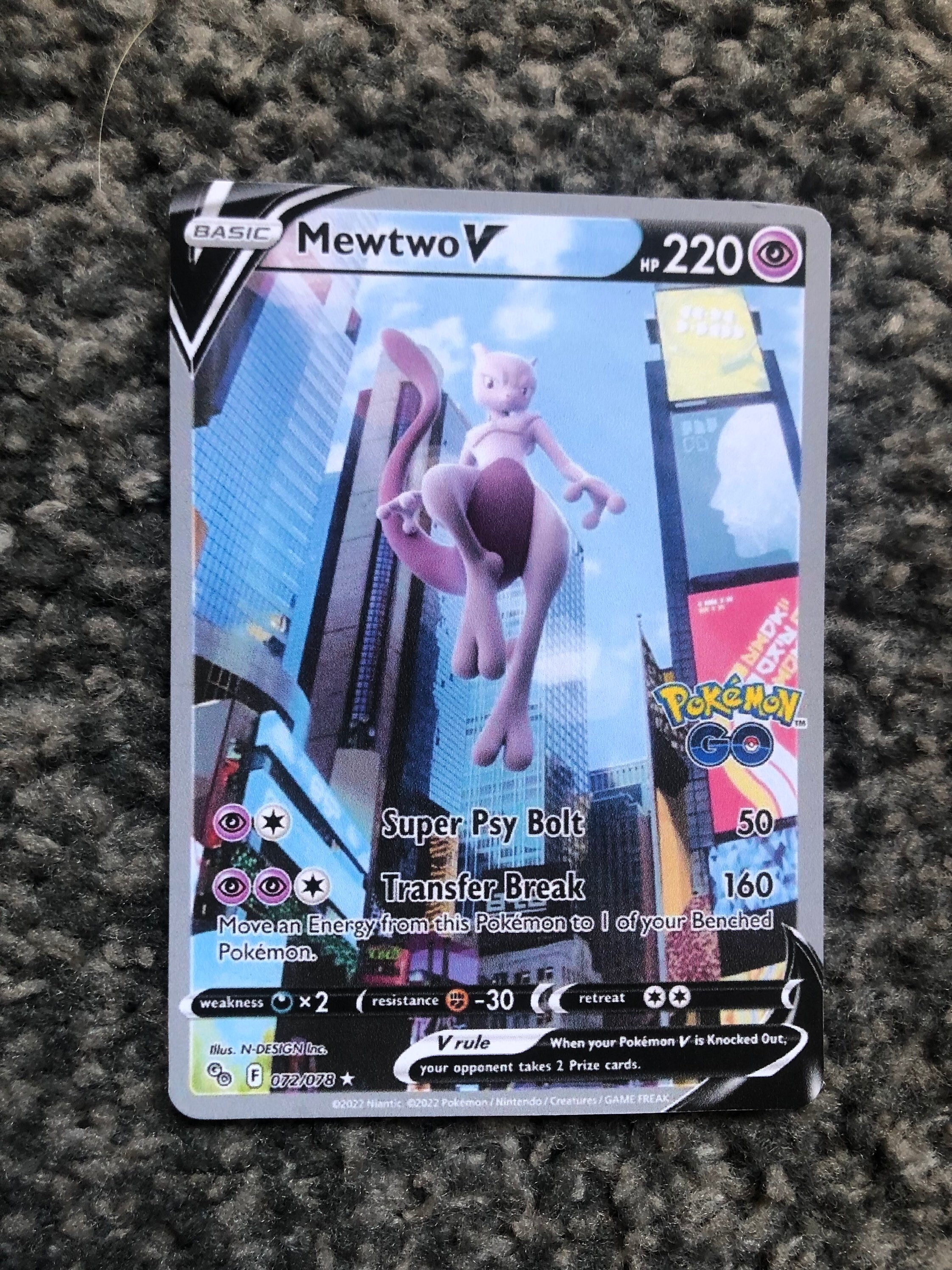 Mewtwo V Alternate Art 072/078 Holo Pokemon GO Hyper Rare Etsy UK