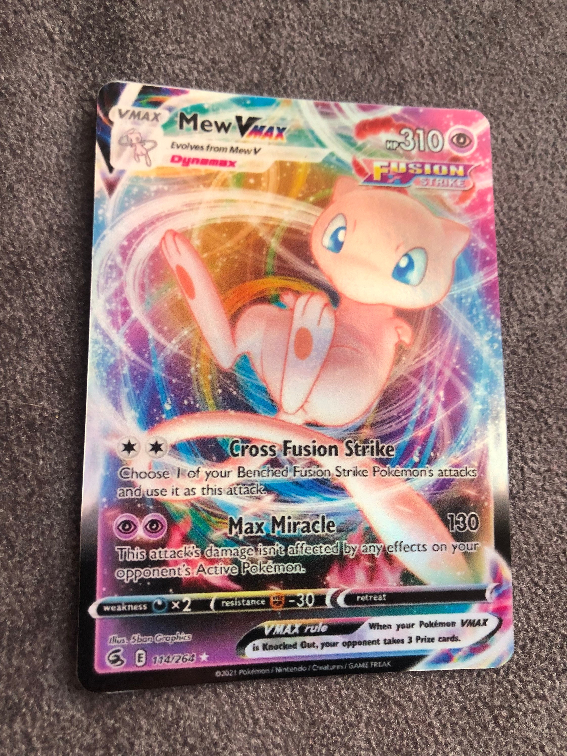 Mew VMAX 114/264 Holographic Full Art Fusion Strike Hyper Rare Etsy.de