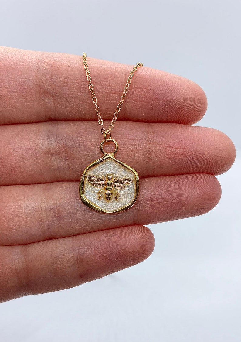 Gold Bee Necklace dainty necklace dainty gold necklace bee image 1