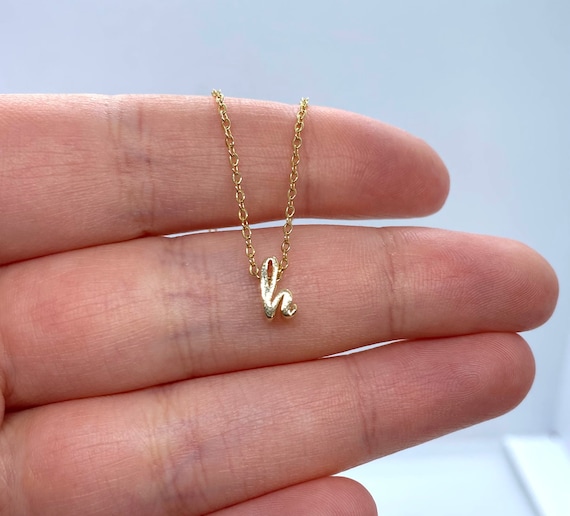 Tiny Gold Initial Necklace custom letter necklace dainty Etsy