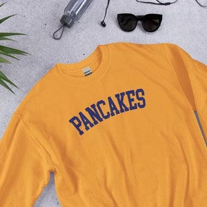 Pancakes College Sweatshirt | Navy Block Text | Cute Gift for Her | Pancake Lover | Custom Gift for Him