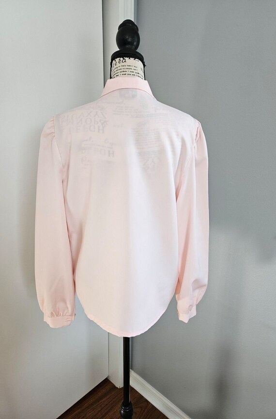 Vintage Preppy Style 1980s Button Up Soft Pink Pl… - image 5