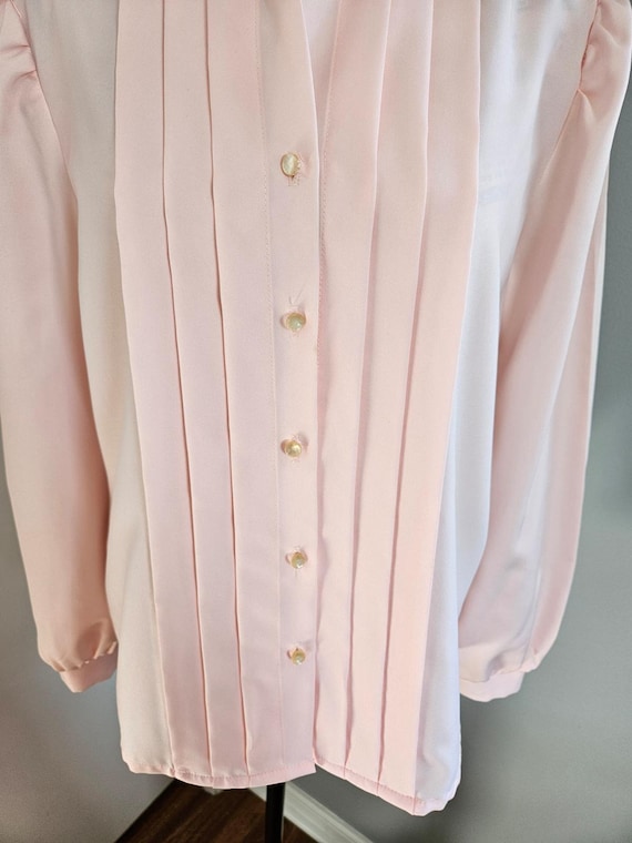 Vintage Preppy Style 1980s Button Up Soft Pink Pl… - image 2