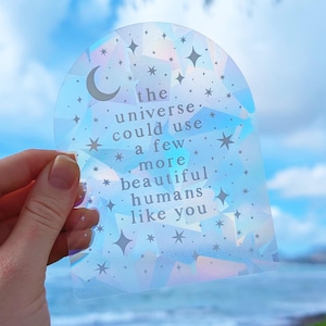 Rainbow Suncatcher Sticker: Moon & Stars Window Decal