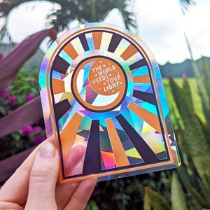 Sun & Moon Rainbow Maker Suncatcher Sticker: Window Prism Decal