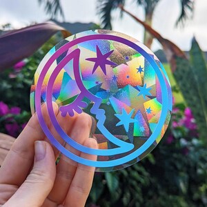 Sleepy Moon Suncatcher: Celestial Rainbow Window Decal